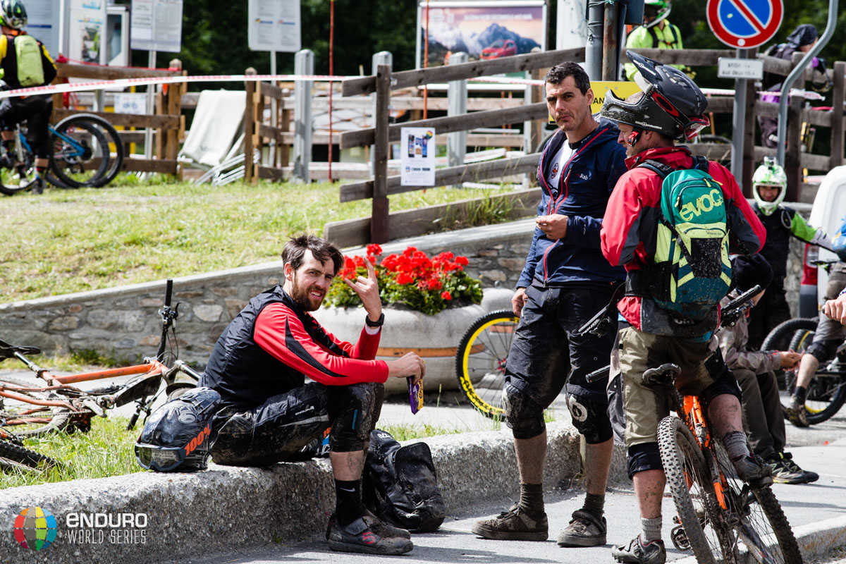 Riders at the end of practice day 1. EWS Rd 4, La Thuile. Photo by Matt Wragg